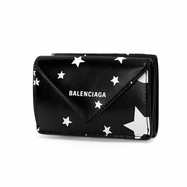 新品 バレンシアガ BALENCIAGA 3つ折り財布 ペーパー ブラック/ホワイト